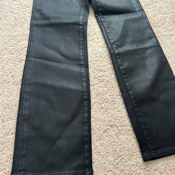 Good American- Black Coated Denim Classic Straight Leg Jeans - Picture 10 of 10
